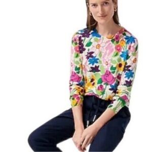 Jcrew Flower Spring Merino Wool Crew Neck Pull Over.